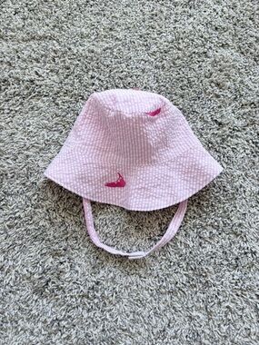 🌞Piping Prints Pink Seersucker with White Nantucket Bucket Hat